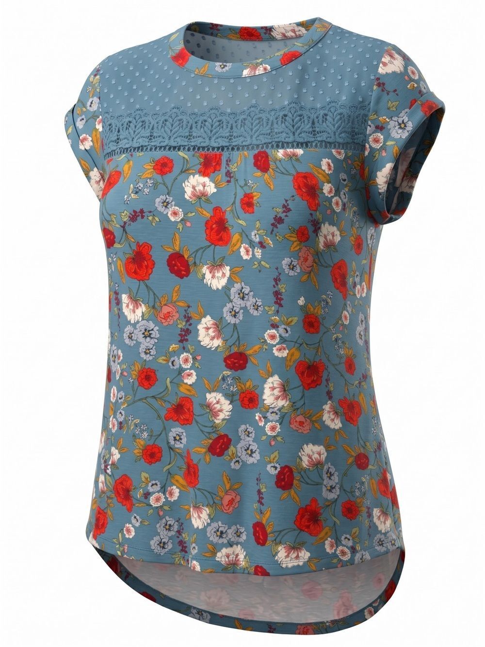 Daniel Rainn Crochet Top Floral Teal 1X